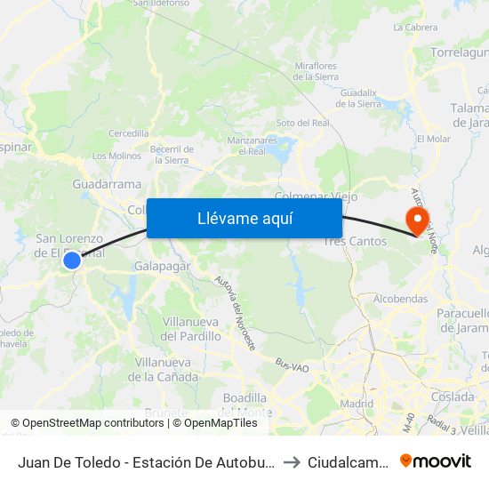 Juan De Toledo - Estación De Autobuses to Ciudalcampo map
