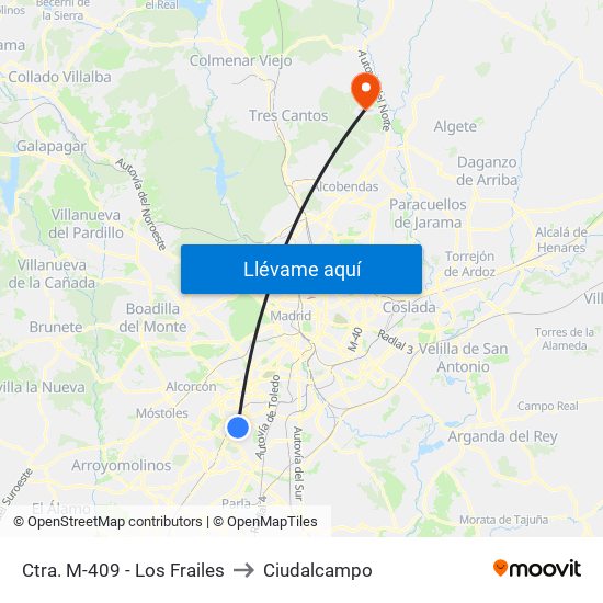 Ctra. M-409 - Los Frailes to Ciudalcampo map