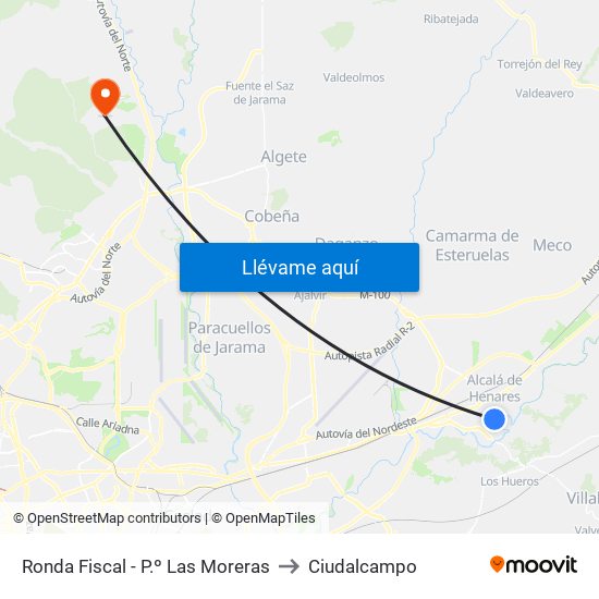 Ronda Fiscal - P.º Las Moreras to Ciudalcampo map
