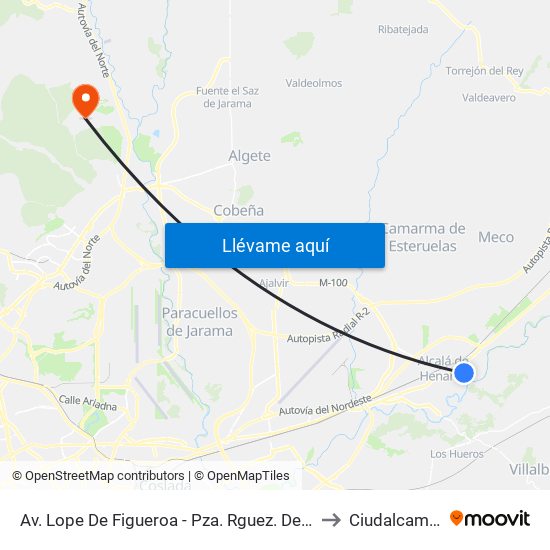 Av. Lope De Figueroa - Pza. Rguez. De Hita to Ciudalcampo map