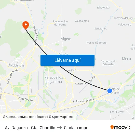Av. Daganzo - Gta. Chorrillo to Ciudalcampo map