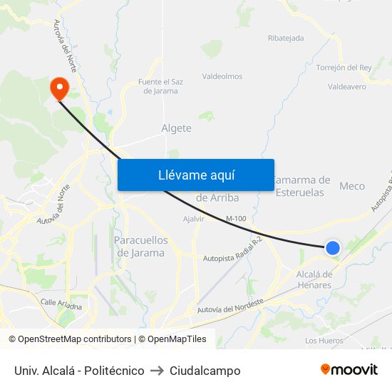 Univ. Alcalá - Politécnico to Ciudalcampo map