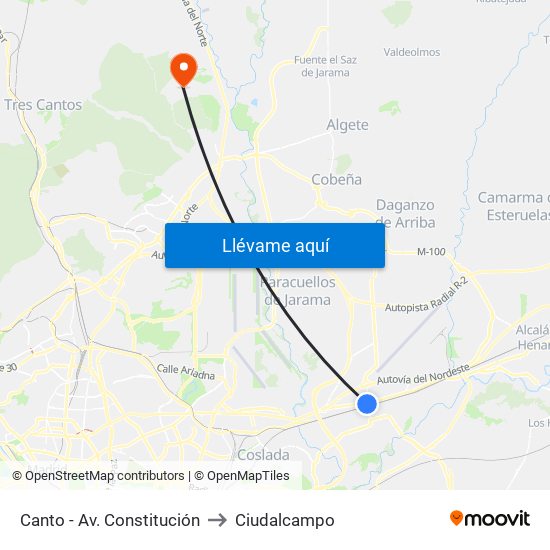 Canto - Av. Constitución to Ciudalcampo map