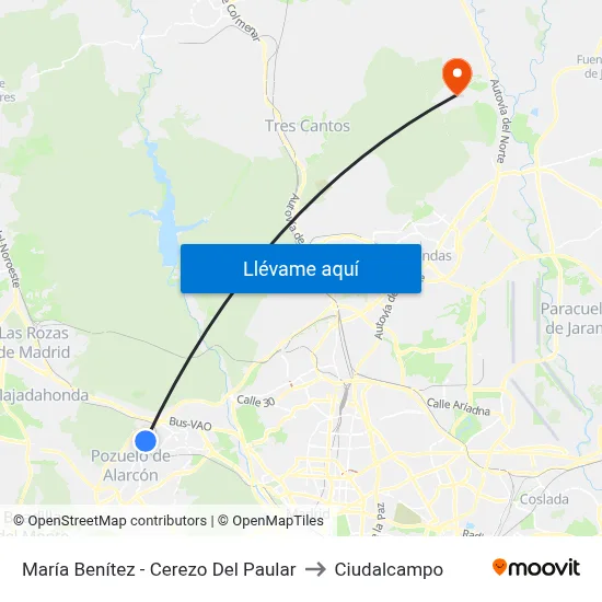 María Benítez - Cerezo Del Paular to Ciudalcampo map