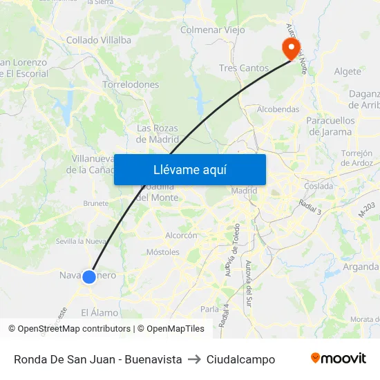 Ronda De San Juan - Buenavista to Ciudalcampo map