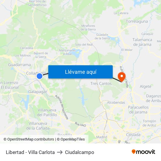 Libertad - Villa Carlota to Ciudalcampo map