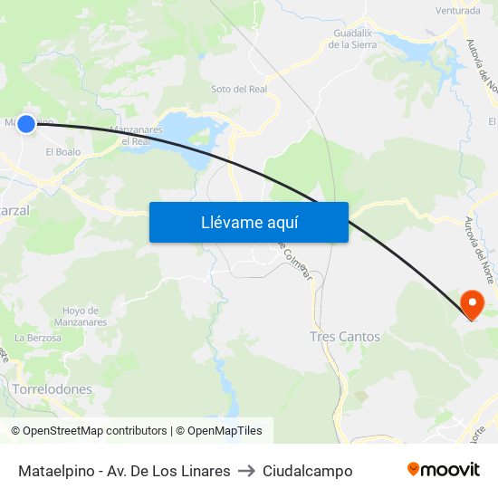 Mataelpino - Av. De Los Linares to Ciudalcampo map