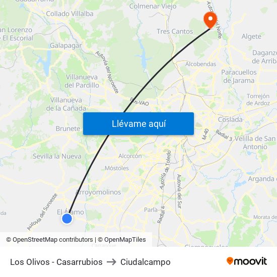 Los Olivos - Casarrubios to Ciudalcampo map