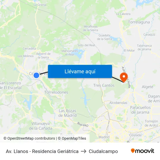 Av. Llanos - Residencia Geriátrica to Ciudalcampo map