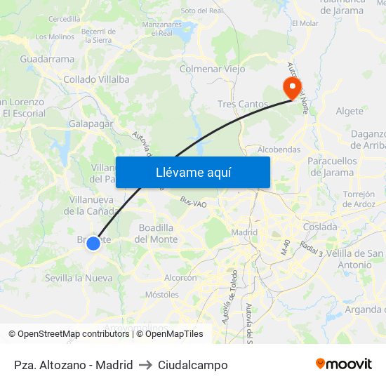 Pza. Altozano - Madrid to Ciudalcampo map