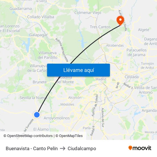Buenavista - Canto Pelín to Ciudalcampo map