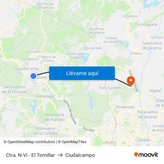 Ctra. N-Vi - El Tomillar to Ciudalcampo map