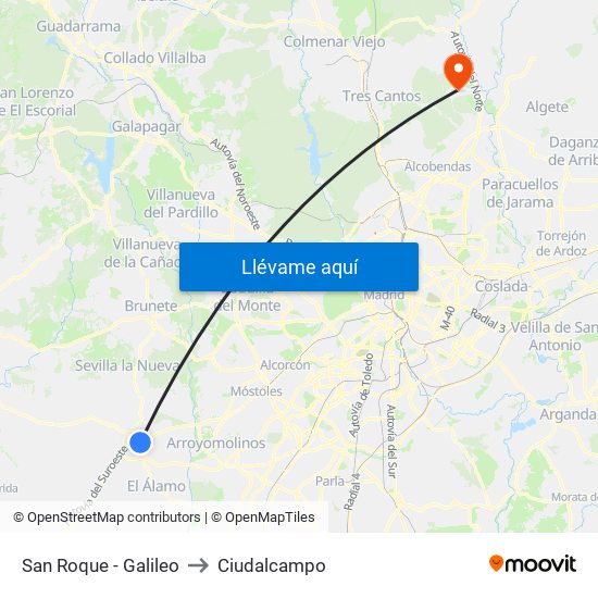 San Roque - Galileo to Ciudalcampo map