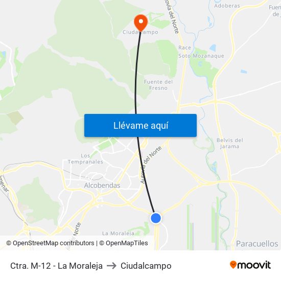 Ctra. M-12 - La Moraleja to Ciudalcampo map