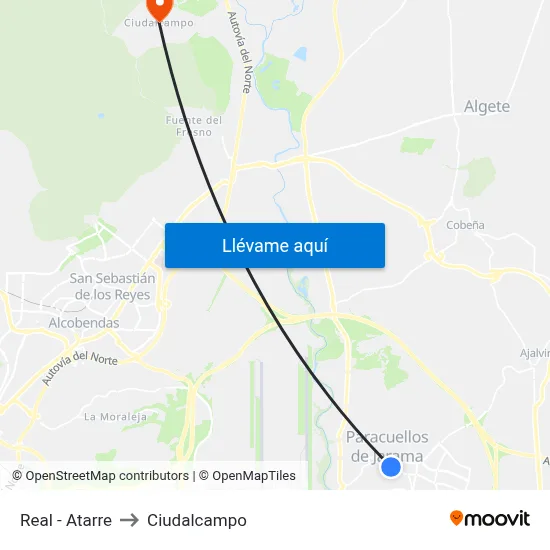 Real - Atarre to Ciudalcampo map