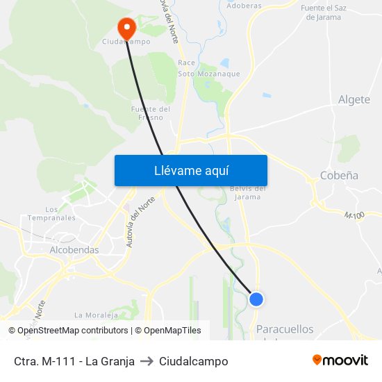 Ctra. M-111 - La Granja to Ciudalcampo map