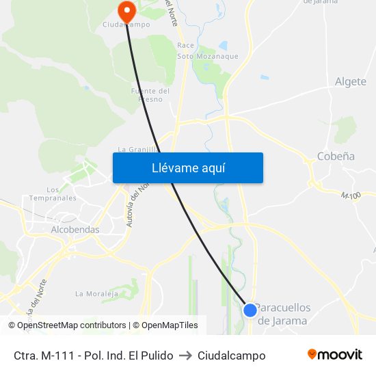 Ctra. M-111 - Pol. Ind. El Pulido to Ciudalcampo map