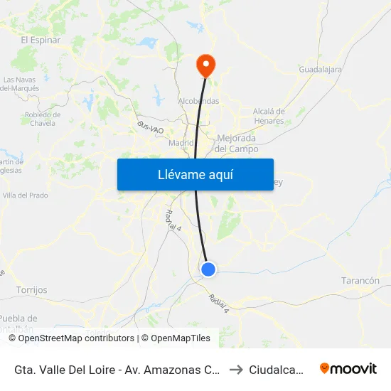 Gta. Valle Del Loire - Av. Amazonas Central to Ciudalcampo map