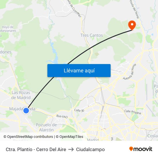 Ctra. Plantío - Cerro Del Aire to Ciudalcampo map