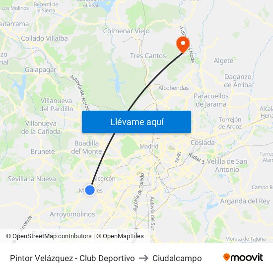 Pintor Velázquez - Club Deportivo to Ciudalcampo map
