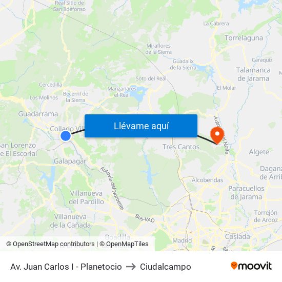 Av. Juan Carlos I - Planetocio to Ciudalcampo map