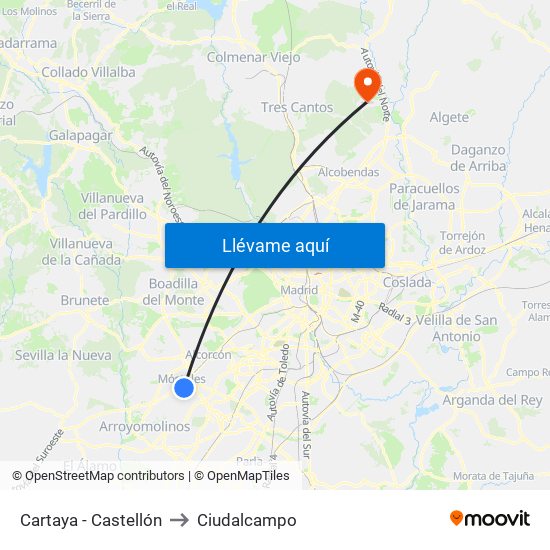 Cartaya - Castellón to Ciudalcampo map