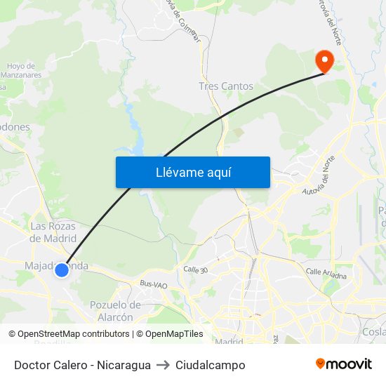 Doctor Calero - Nicaragua to Ciudalcampo map