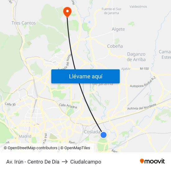 Av. Irún - Centro De Día to Ciudalcampo map