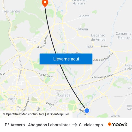 P.º Arenero - Abogados Laboralistas to Ciudalcampo map