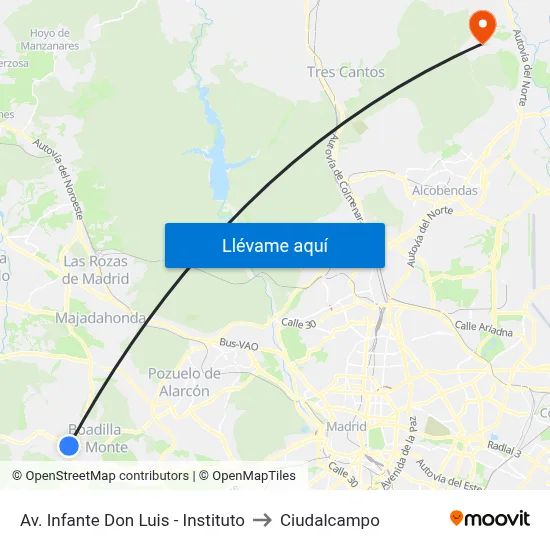 Av. Infante Don Luis - Instituto to Ciudalcampo map