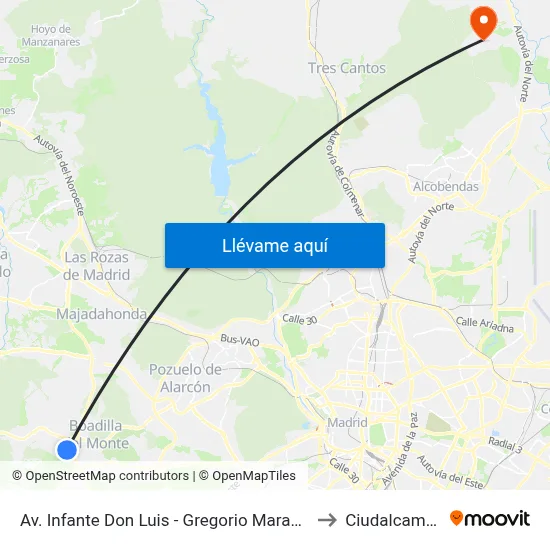 Av. Infante Don Luis - Gregorio Marañón to Ciudalcampo map