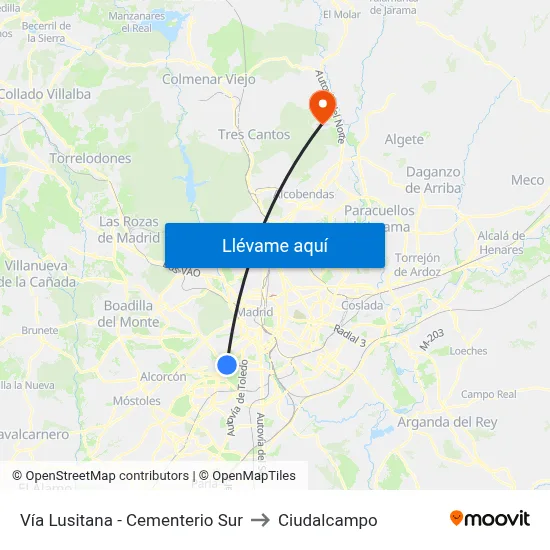 Vía Lusitana - Cementerio Sur to Ciudalcampo map