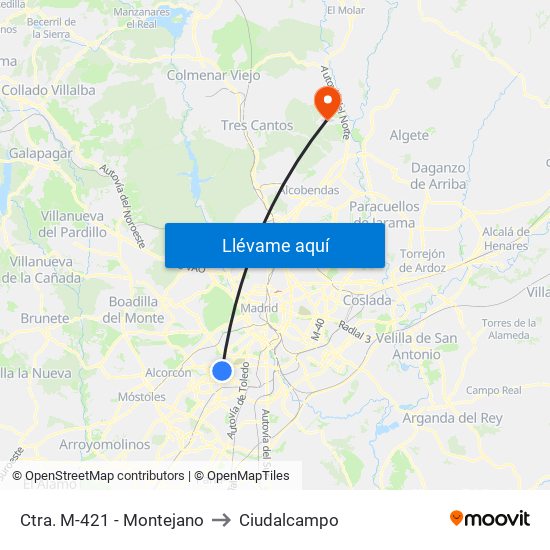 Ctra. M-421 - Montejano to Ciudalcampo map