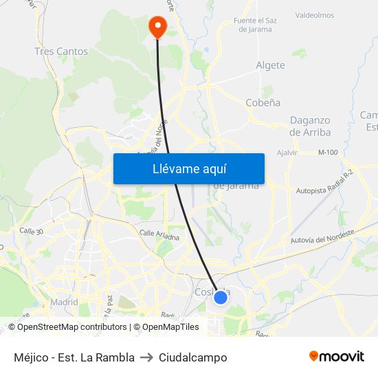 Méjico - Est. La Rambla to Ciudalcampo map