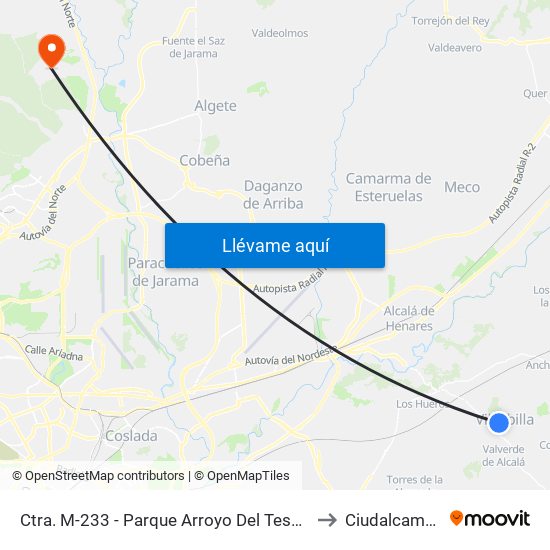 Ctra. M-233 - Parque Arroyo Del Tesoro to Ciudalcampo map