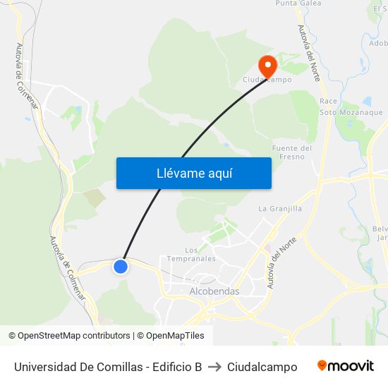 Universidad De Comillas - Edificio B to Ciudalcampo map