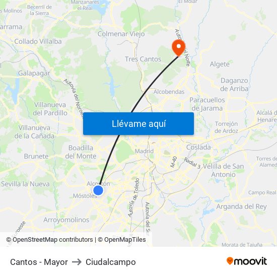 Cantos - Mayor to Ciudalcampo map