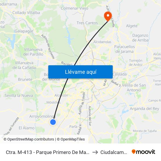 Ctra. M-413 - Parque Primero De Mayo to Ciudalcampo map