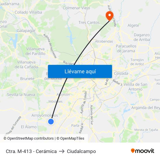 Ctra. M-413 - Cerámica to Ciudalcampo map