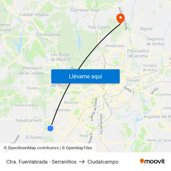 Ctra. Fuenlabrada - Serranillos to Ciudalcampo map