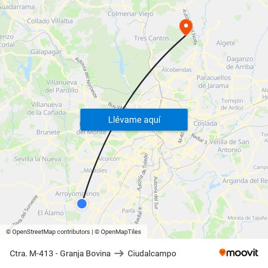 Ctra. M-413 - Granja Bovina to Ciudalcampo map