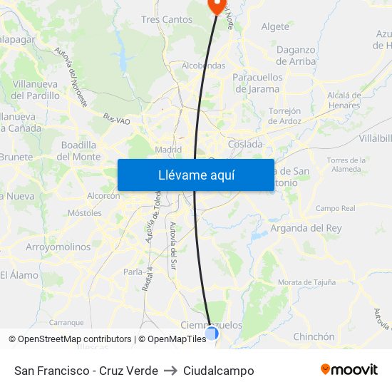 San Francisco - Cruz Verde to Ciudalcampo map