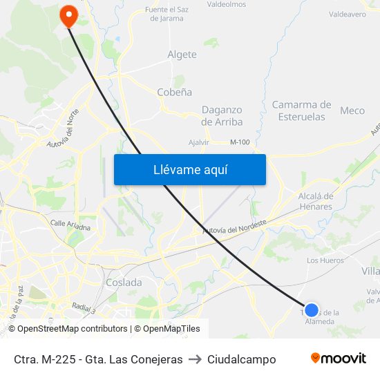 Ctra. M-225 - Gta. Las Conejeras to Ciudalcampo map