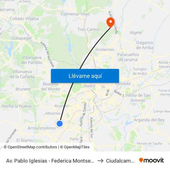 Av. Pablo Iglesias - Federica Montseny to Ciudalcampo map