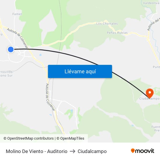 Molino De Viento - Auditorio to Ciudalcampo map