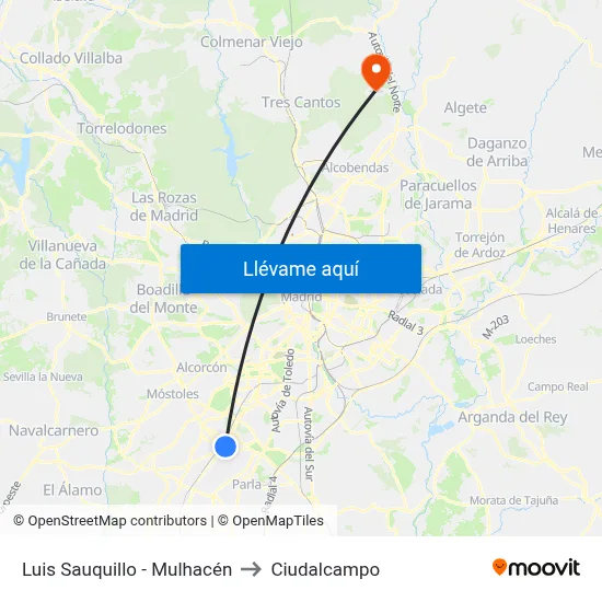 Luis Sauquillo - Mulhacén to Ciudalcampo map