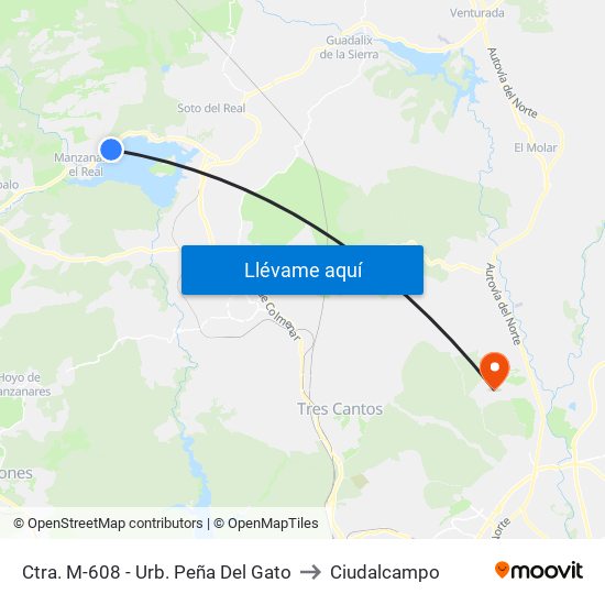 Ctra. M-608 - Urb. Peña Del Gato to Ciudalcampo map
