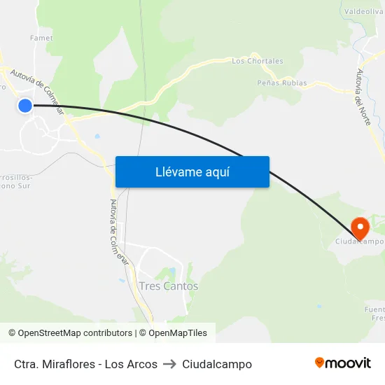 Ctra. Miraflores - Los Arcos to Ciudalcampo map