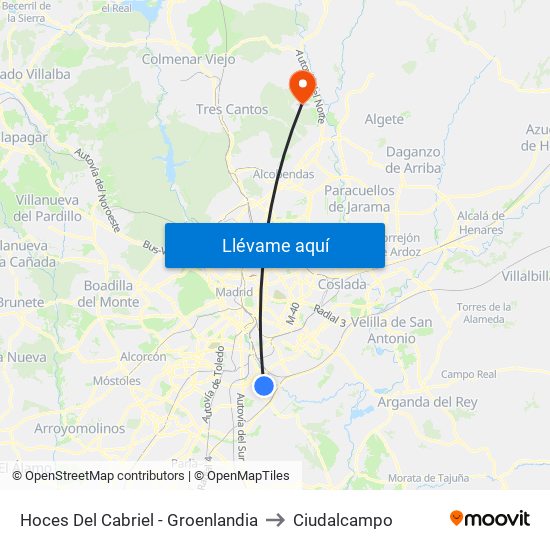 Hoces Del Cabriel - Groenlandia to Ciudalcampo map