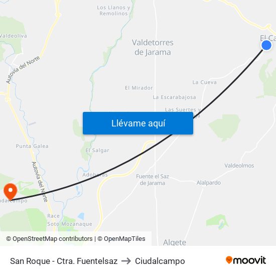 San Roque - Ctra. Fuentelsaz to Ciudalcampo map